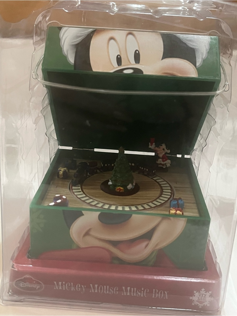 NIB Disney Mr Christmas Mickey Mouse Music Box with Moving Train!  3.75x3.25